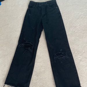 Zara wide legged ripped jeans